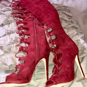 Lace Up Peep Toe Boot